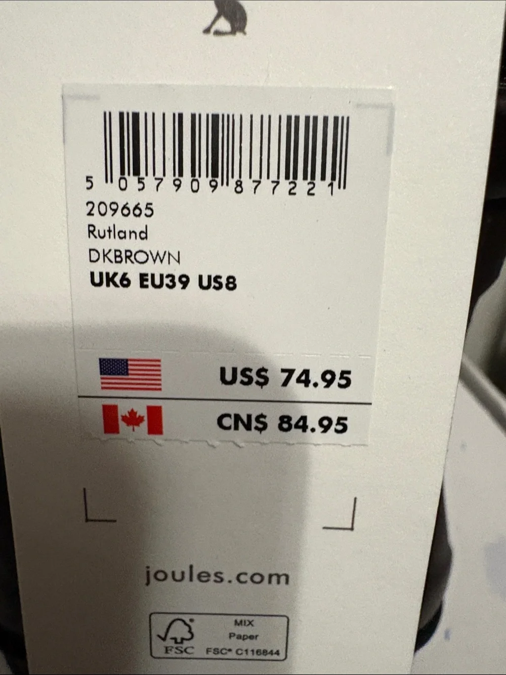 Joules Brown Ankle Rain Boots size US 8 NWT